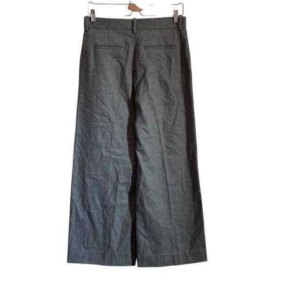 Rag & Bone Crane Grey Wool Blend Wide Leg Cropped Pants- Size 4 Career Casual